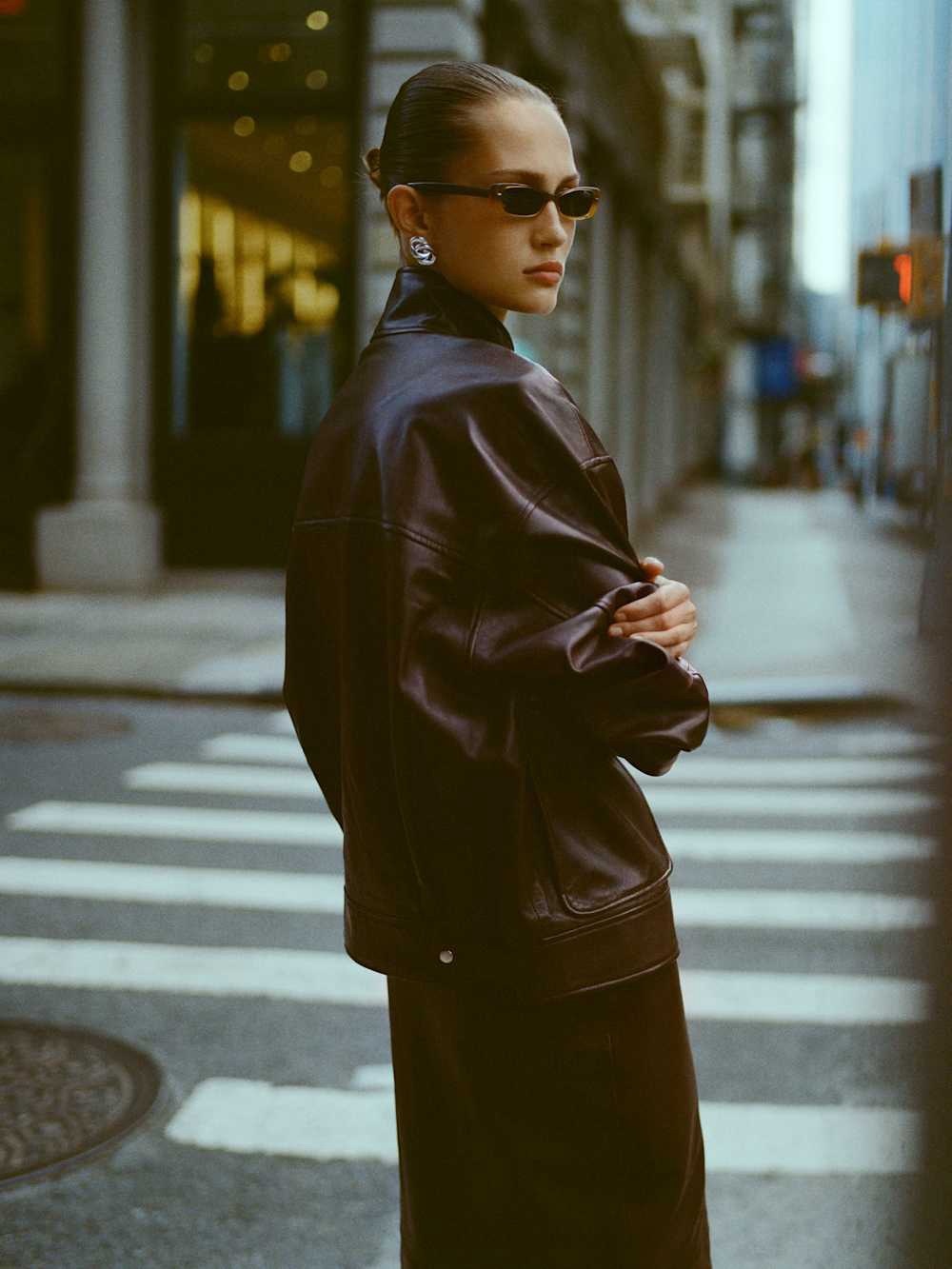 Reformation Harrison Leather Oversized Bomber - Picture 2 of 6